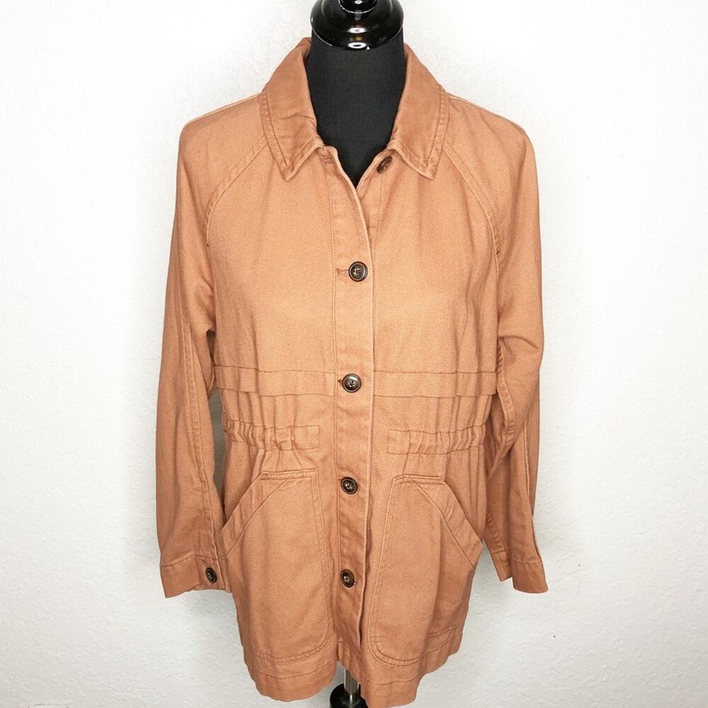 Madewell spice orange button drawstring twill utility jacket size Small